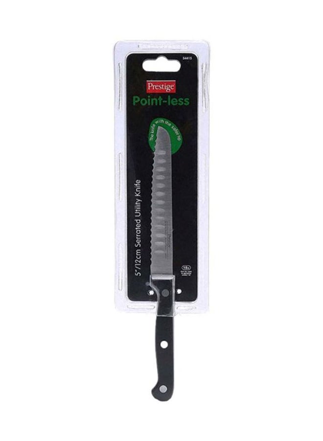 Prestige Serrated Utility Pointless Knife Black/Silver 5inch - Image 2