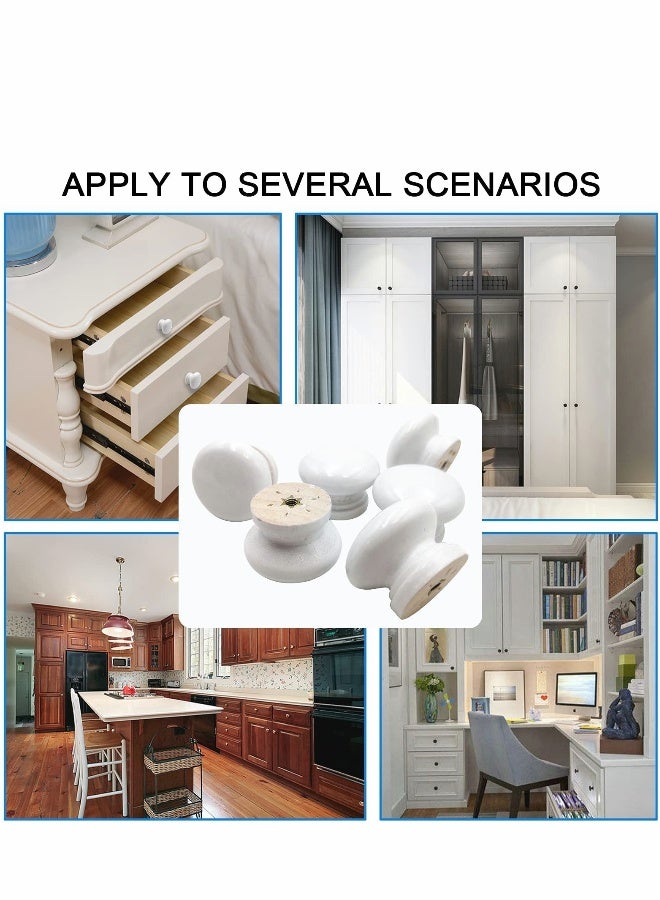 مقابض خزائن خشبية مستديرة بشكل فطر، بيضاء، لسحب الأدراج وخزائن الملابس (12 قطعة، القطر: 3.4 سم، الارتفاع: 2.5 سم) - Image 2