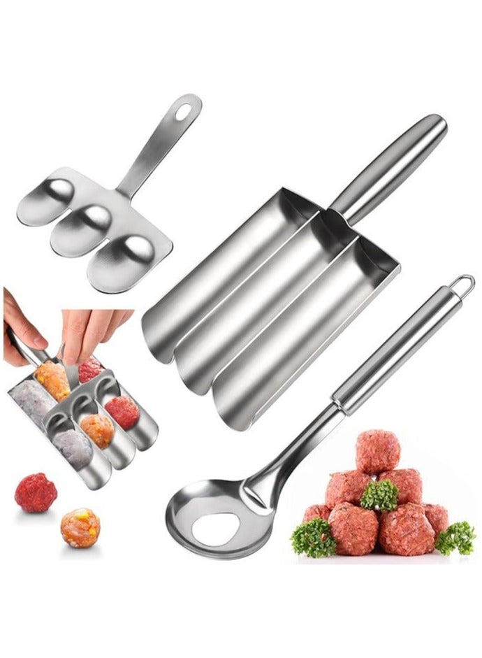 3-in-1 Meatball Maker Tool Stainless Steel Meatball Scoop Ball Maker Manual Meatball Maker Tool - Image 1