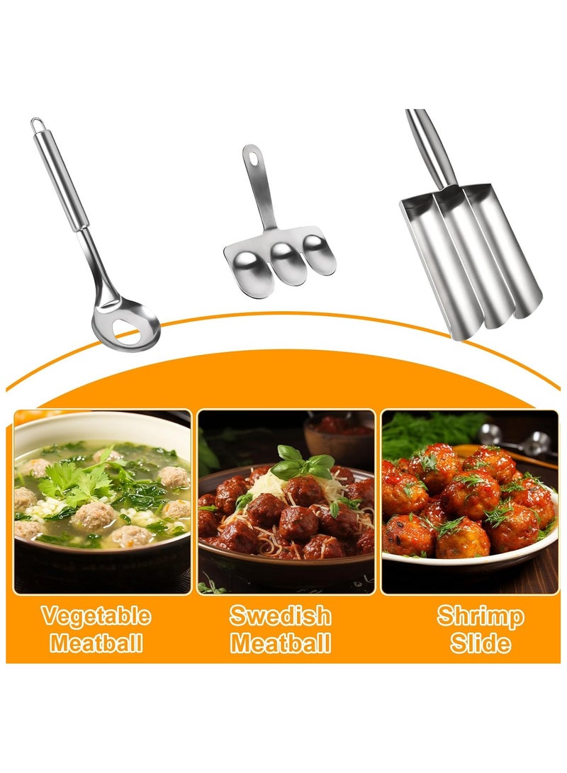 3-in-1 Meatball Maker Tool Stainless Steel Meatball Scoop Ball Maker Manual Meatball Maker Tool - Image 4