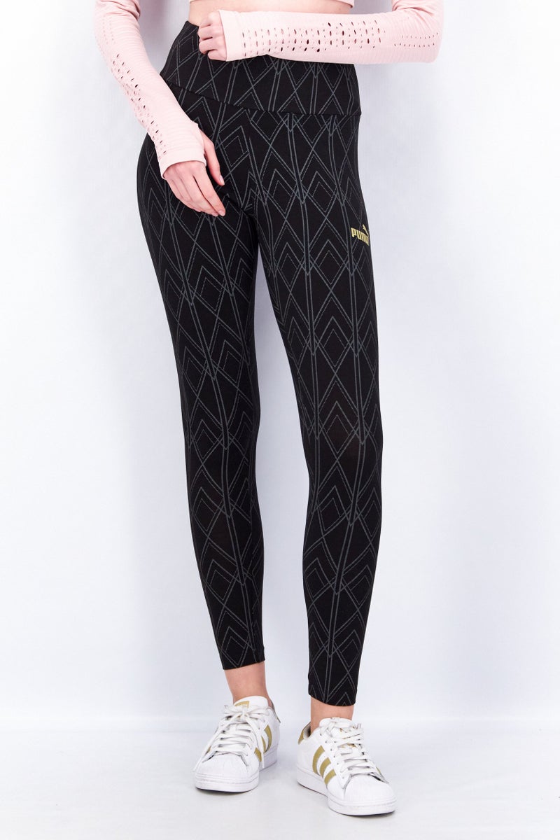 PUMA Women Sportswear Fit All Over Print Full Leg Training Leggings, Black - Image 1