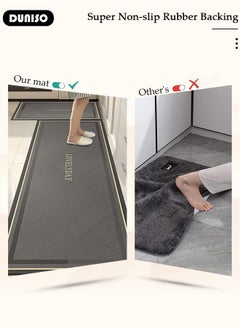 DUNISO 2 PCS Kitchen Mats and Rugs Set , Non Slip Heavy Duty Standing Mat, Quick Dry Diatom Mud Floor Mat, Extra Soft and Absorbent Floor Mats for Kitchen, Bath, Office, Laundry(40*60cm+40*120cm)  - Image 3