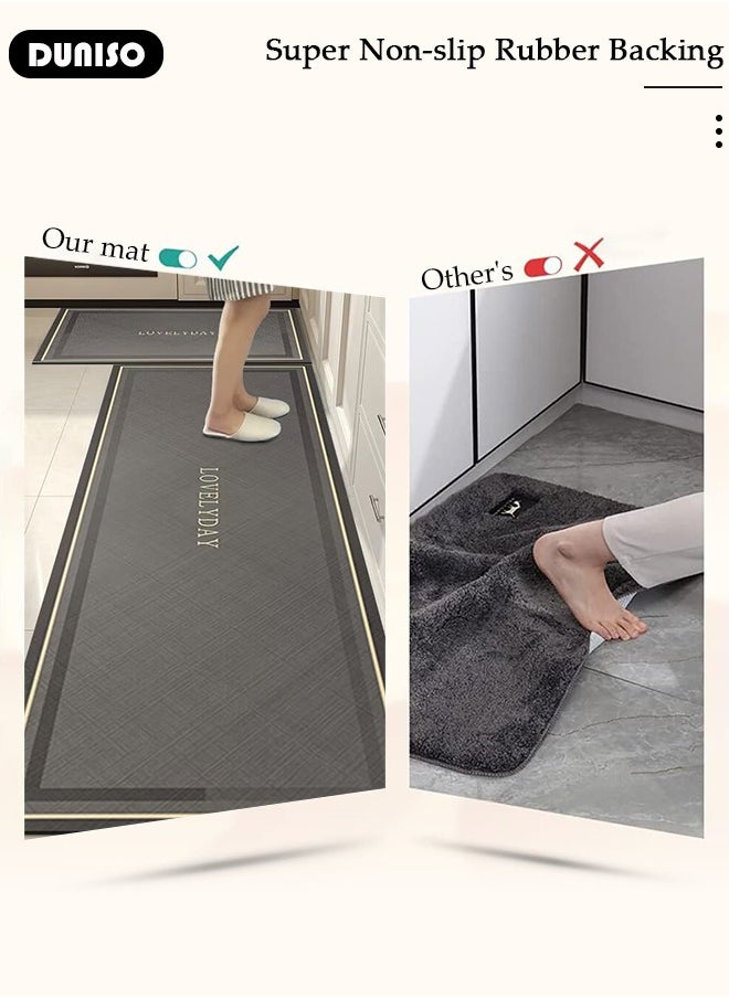 DUNISO 2 PCS Kitchen Mats and Rugs Set , Non Slip Heavy Duty Standing Mat, Quick Dry Diatom Mud Floor Mat, Extra Soft and Absorbent Floor Mats for Kitchen, Bath, Office, Laundry(40*60cm+40*120cm)  - Image 3
