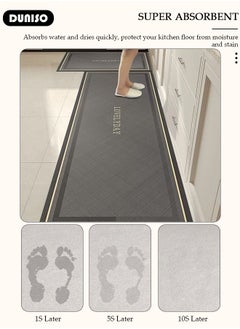 DUNISO 2 PCS Kitchen Mats and Rugs Set , Non Slip Heavy Duty Standing Mat, Quick Dry Diatom Mud Floor Mat, Extra Soft and Absorbent Floor Mats for Kitchen, Bath, Office, Laundry(40*60cm+40*120cm)  - Image 4