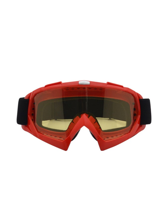Red Frame Yellow Film Spot Motorcycle Goggles Off-road Motorcycle Anti-fog Goggles Outdoor Windproof Helmet Glasses Cycling Ski Goggles