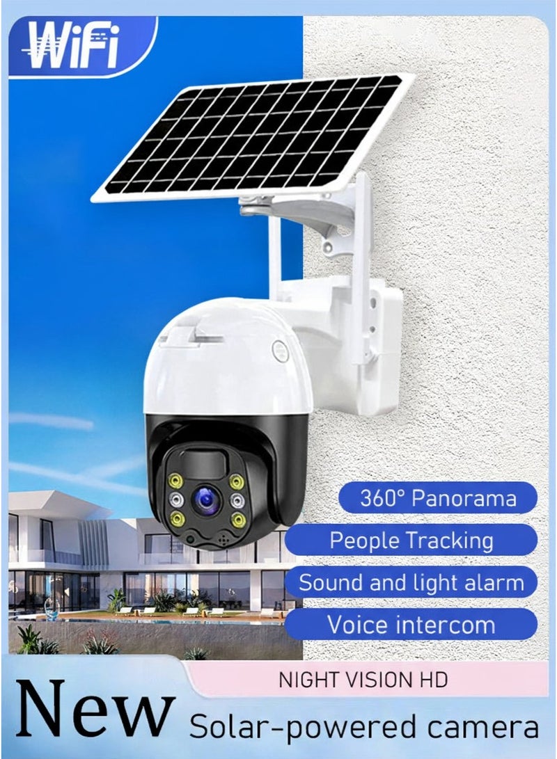 Outdoor Security Solar Camera  Wireless Camera for Home  full color, night vision, HD Camera 5MP Wi-Fi CCTV Camera Night Vision IP66 Dustproof Waterproof two-way talk support AI Human  Vehicle Detection Micro SD Card Slot (up to 256GB) - Image 1