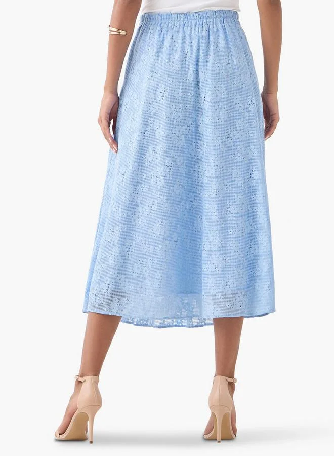 2Xtremz 2Xtremz Lace A-Line Midi Skirt with Zip Closure