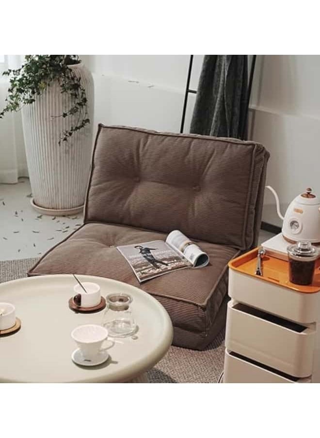 GGEROU - Floor Sofa with Back Support, 5 Reclining Poistion Adjustable Bed, Folding Lazy Bed, Floor Lounge Chair, Gaming Recliner Sofa for Sleeping, Gaming, Reading Brown - Image 1