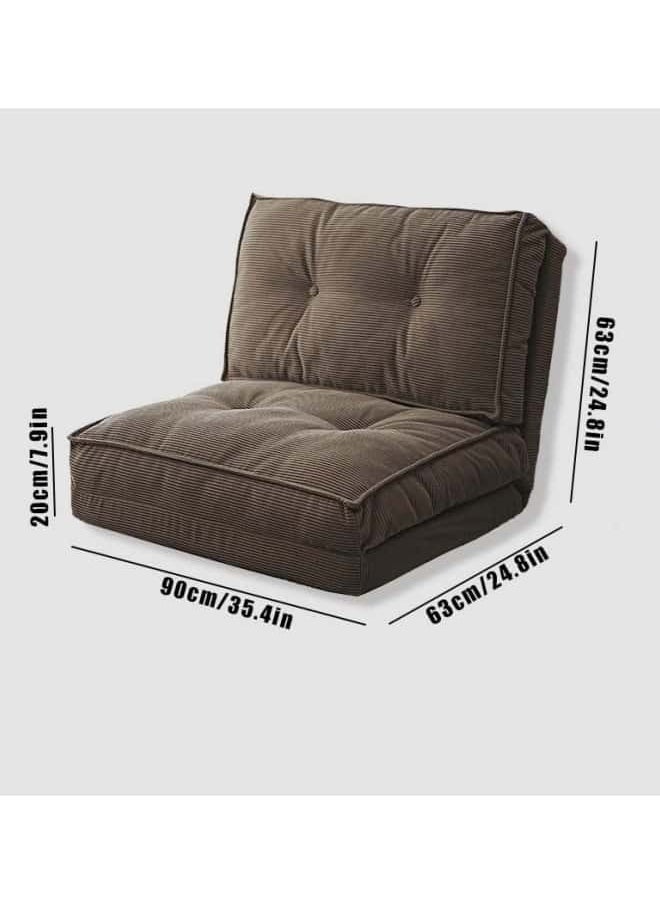 GGEROU - Floor Sofa with Back Support, 5 Reclining Poistion Adjustable Bed, Folding Lazy Bed, Floor Lounge Chair, Gaming Recliner Sofa for Sleeping, Gaming, Reading Brown - Image 1