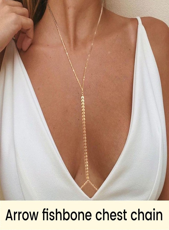 Pmeixcy Gold Body Chains for Women, Sexy Layered Belly Chain, Bikini Bra Chain, Layered Body Chains, Nightclub Waist Belly Chain, Summer Beach Rhinestone Body Jewelry - Image 3