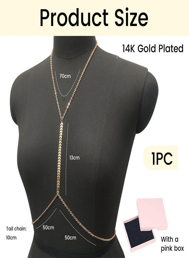 Pmeixcy Gold Body Chains for Women, Sexy Layered Belly Chain, Bikini Bra Chain, Layered Body Chains, Nightclub Waist Belly Chain, Summer Beach Rhinestone Body Jewelry - Image 2