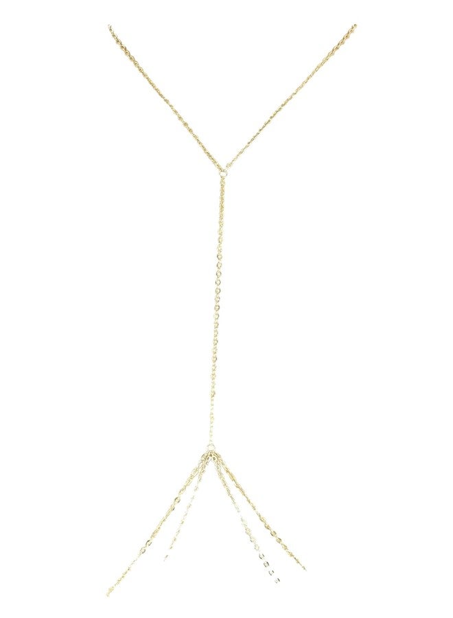 Pmeixcy Gold Body Chains for Women, Sexy Layered Belly Chain, Bikini Bra Chain, Layered Body Chains, Nightclub Waist Belly Chain, Summer Beach Rhinestone Body Jewelry - Image 1