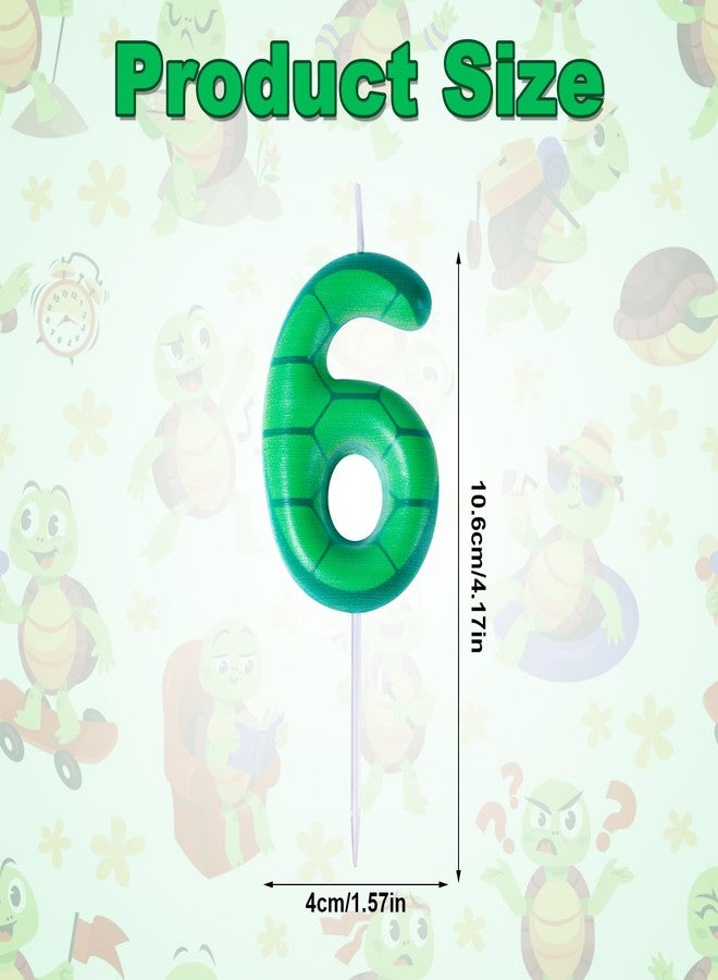 XIHIRCD Turtle Birthday Candles, Green Birthday Candle with Numbers Paraffin Birthday Candle with Turtle Motif for Birthday Party Decoration with Turtle Motif (Number 6) - Image 2