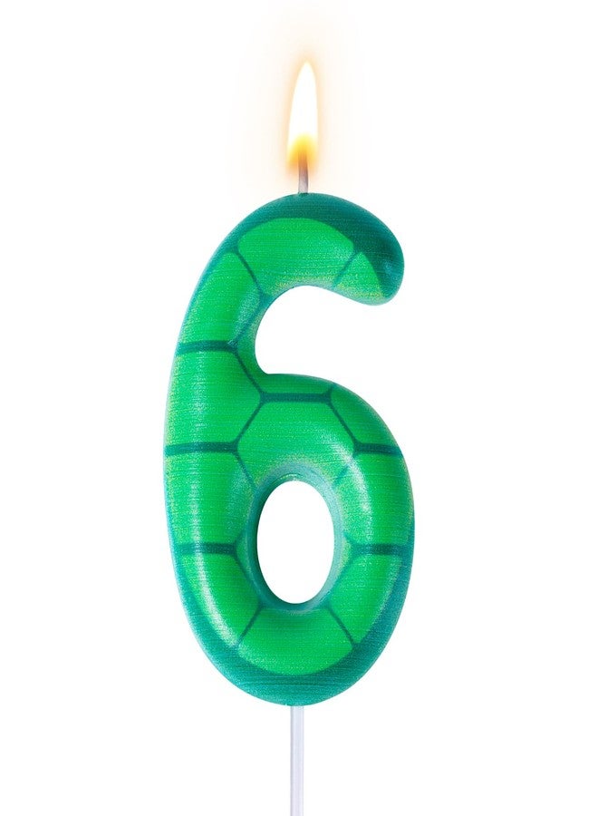 XIHIRCD Turtle Birthday Candles, Green Birthday Candle with Numbers Paraffin Birthday Candle with Turtle Motif for Birthday Party Decoration with Turtle Motif (Number 6) - Image 1