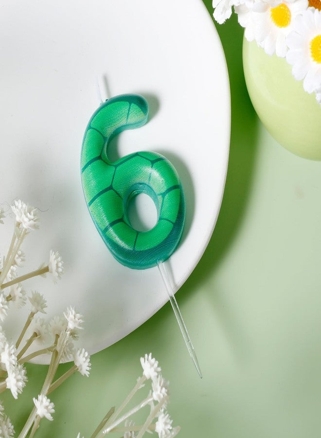 XIHIRCD Turtle Birthday Candles, Green Birthday Candle with Numbers Paraffin Birthday Candle with Turtle Motif for Birthday Party Decoration with Turtle Motif (Number 6) - Image 3