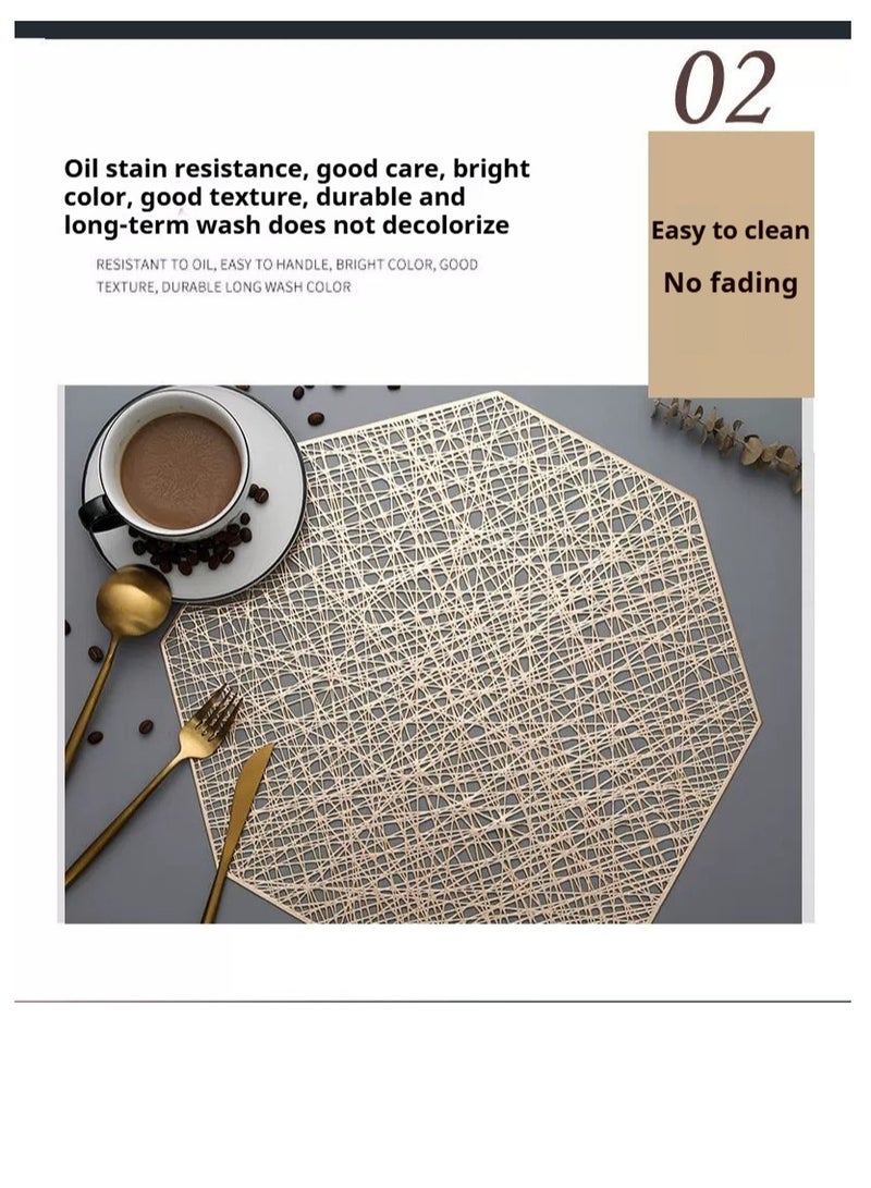 ست قطع ذهبية مثمنة طاولة الطعام وسادة ، وسادة ضغط جوفاء المضادة للانزلاق طاولة الطعام الذهبية ، يمكن تنظيفها بسهولة ، يمكن مسح المضادة للانزلاق وصمة عار ، مقاومة للحرارة طاولة الطعام وسادة ، مناسبة لحفل الزفاف ، عطلة ، الطرف ، طاولة المطبخ الديكور - Image 5