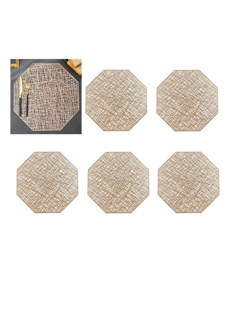 ست قطع ذهبية مثمنة طاولة الطعام وسادة ، وسادة ضغط جوفاء المضادة للانزلاق طاولة الطعام الذهبية ، يمكن تنظيفها بسهولة ، يمكن مسح المضادة للانزلاق وصمة عار ، مقاومة للحرارة طاولة الطعام وسادة ، مناسبة لحفل الزفاف ، عطلة ، الطرف ، طاولة المطبخ الديكور - Image 2