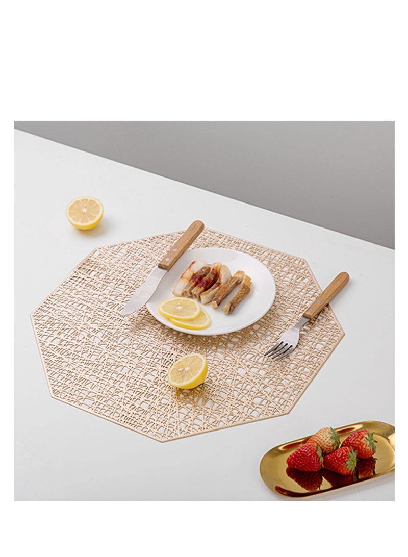 ست قطع ذهبية مثمنة طاولة الطعام وسادة ، وسادة ضغط جوفاء المضادة للانزلاق طاولة الطعام الذهبية ، يمكن تنظيفها بسهولة ، يمكن مسح المضادة للانزلاق وصمة عار ، مقاومة للحرارة طاولة الطعام وسادة ، مناسبة لحفل الزفاف ، عطلة ، الطرف ، طاولة المطبخ الديكور - Image 1