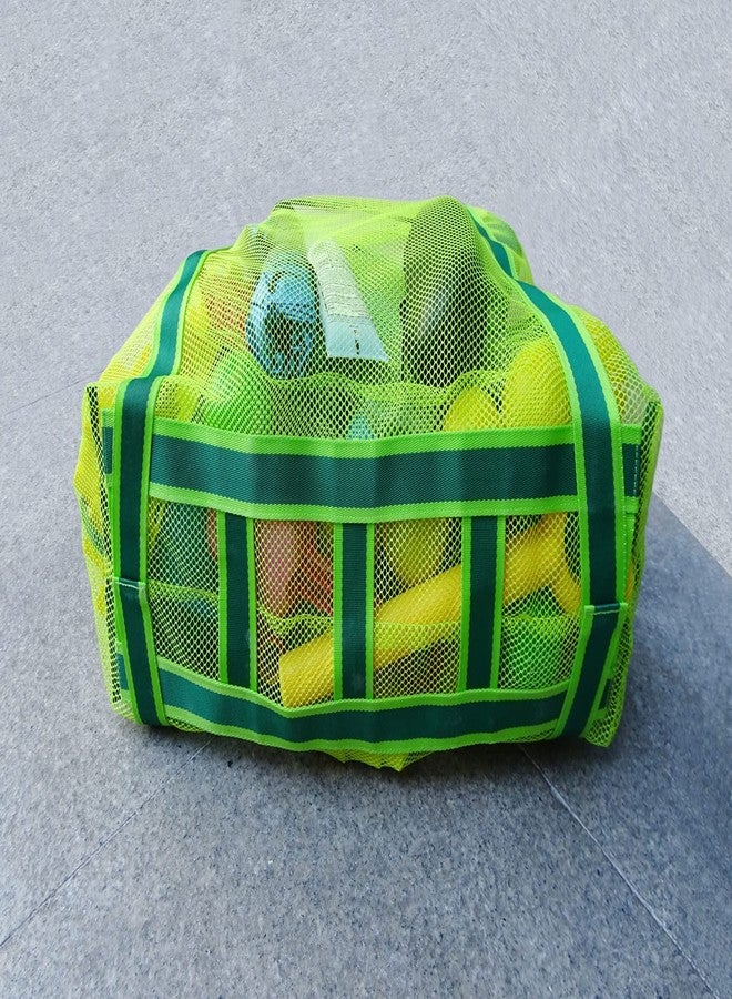 Leberna Large Beach Bag with Zipper Lightweight - Beach Toy Mesh Bag for Swimming Pool Sand Toys Green - Image 5