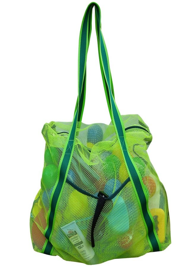 Leberna Large Beach Bag with Zipper Lightweight - Beach Toy Mesh Bag for Swimming Pool Sand Toys Green - Image 1
