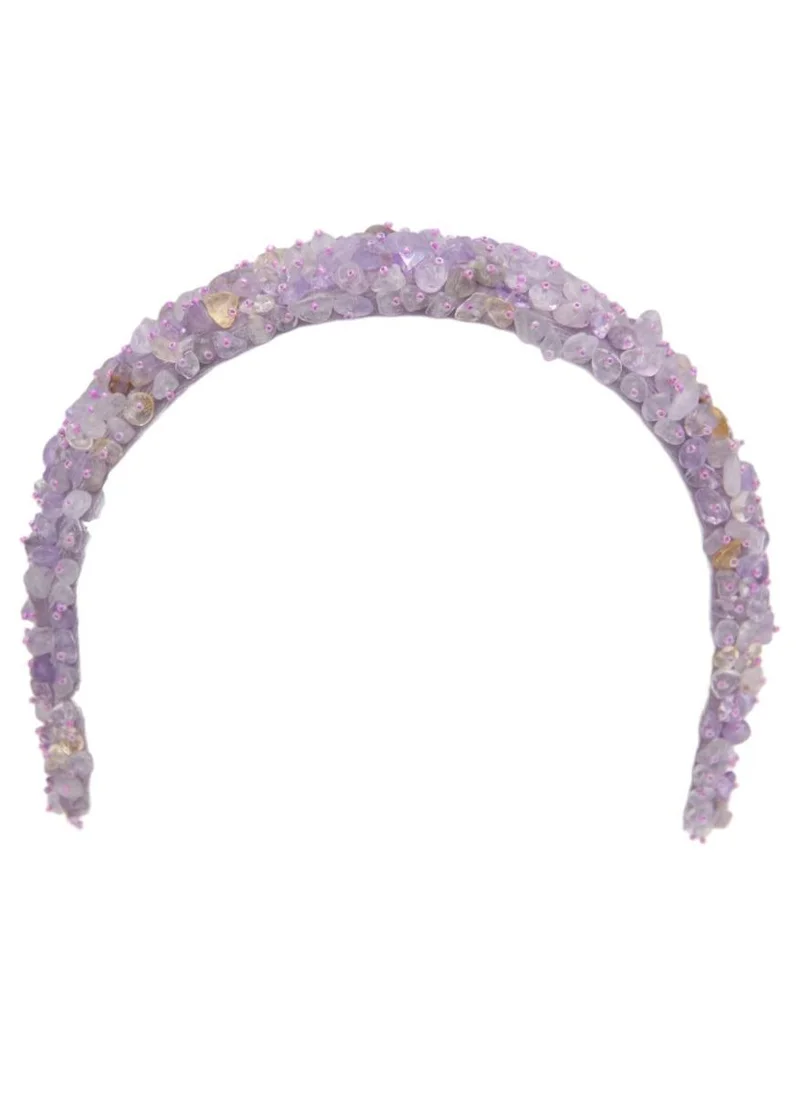 D'Daniela Headband Monalisa For Women's and  Girls Purple Stones Hand Made