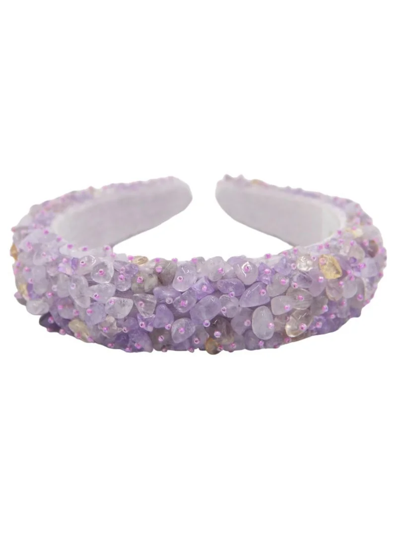 D'Daniela Headband Monalisa For Women's and  Girls Purple Stones Hand Made