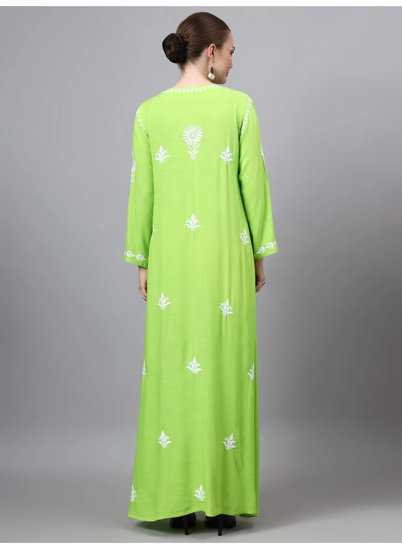 الايا جلابية رايون شيكانكاري مطرزة يدوياً-AL4121