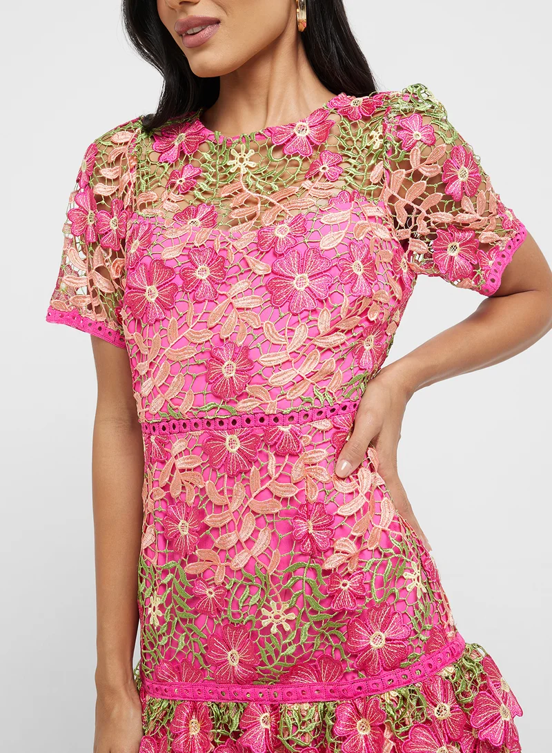 Just Me Floral Lace Mini Dress