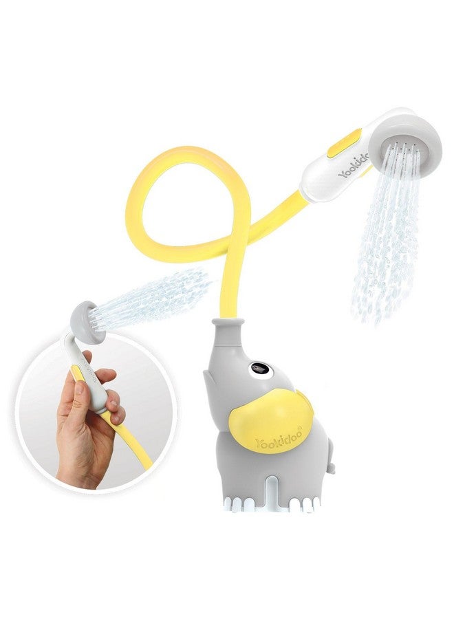 Yookidoo Yookidoo Baby Bath Shower Head - Elephant Water Pump with Trunk Spout Rinser - Control Water Flow from 2 Knobs for Maximum Fun in Tub or Sink for Newborn Babies (Yellow) - Image 1