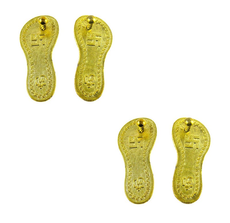 eshoppee Vastu/feng Shui/Ashtdhatu Shree Laxmi Charan paduka. Set of 2 Pair - Image 1