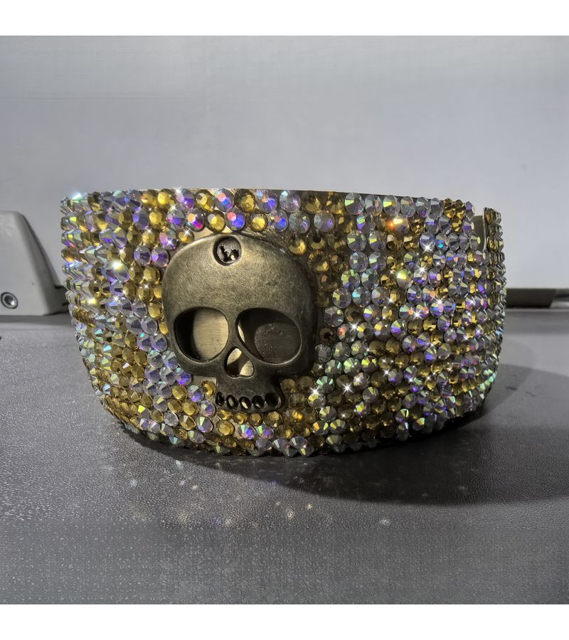 Silvery Luxury Diamond Encrusted Skull Ashtray Stainless Steel Halloween Decoration - Image 4