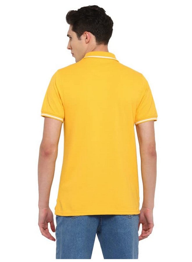 AMERICAN CREW AMERICAN CREW Polo Collar Regular Fit T-Shirt For Men With Pocket (Ac257-2XL_Yellow) - Image 3