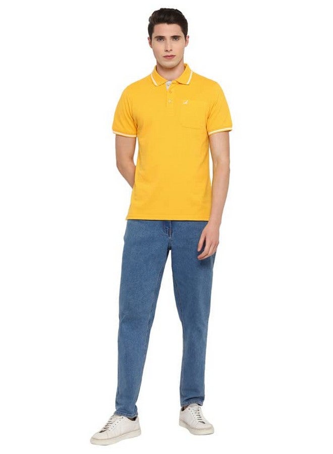 AMERICAN CREW AMERICAN CREW Polo Collar Regular Fit T-Shirt For Men With Pocket (Ac257-2XL_Yellow) - Image 5