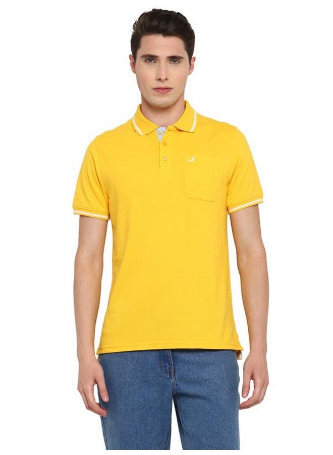 AMERICAN CREW AMERICAN CREW Polo Collar Regular Fit T-Shirt For Men With Pocket (Ac257-2XL_Yellow) - Image 1