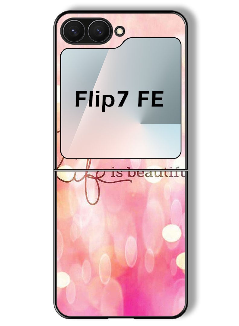 Theodor Case Compatible with Samsung Galaxy Z Flip 7 FE 6.7 Inch Protection Shockproof Bumper Cover Life Is Beautiful - Image 1