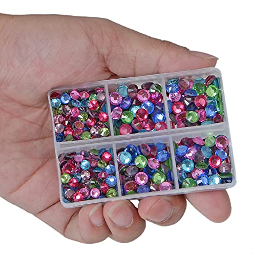 LPBeads 6400 Pieces Hotfix Rhinestones Mixed Color Flat Back 5 Mixed Sizes Crystal Round Glass Gems with Tweezers and Picking Rhinestones Pen - Image 2