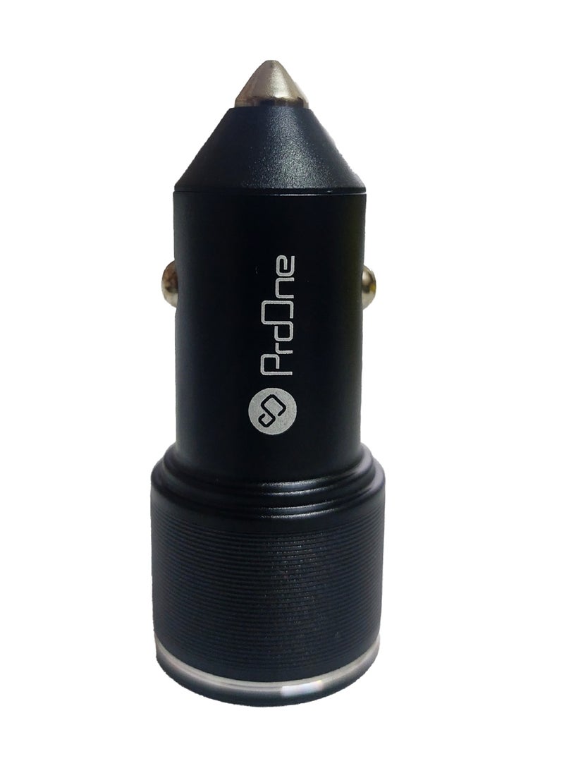 برو واحد شاحن السيارة السريع ProOne PCG30 بقوة 52.5 واط – بمنفذي USB-A (22.5 واط) وType-C (30 واط) مع كابل Type-C إلى Type-C.  - Image 4