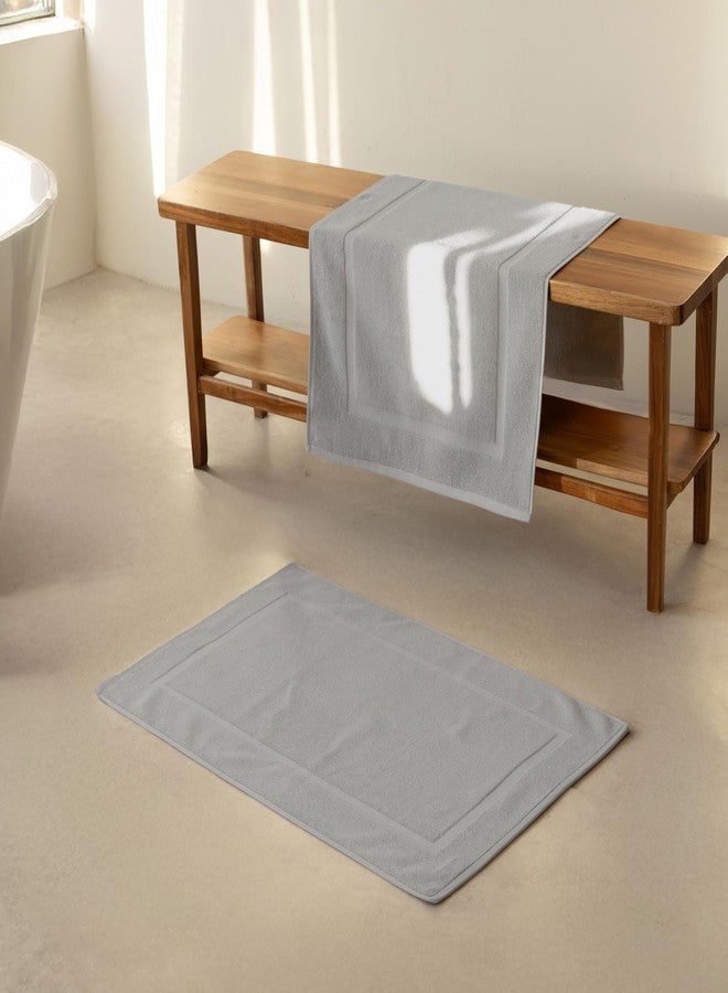 SALBAKOS 100% Turkish Cotton Bath Mat Set 2-Piece - 20x34 inch, Hotel & Spa Collection, Soft, Absorbent, Long Lasting, Durable Bathroom Rugs | Made in Turkey (Silver, 2 Bath Mats) - Image 2