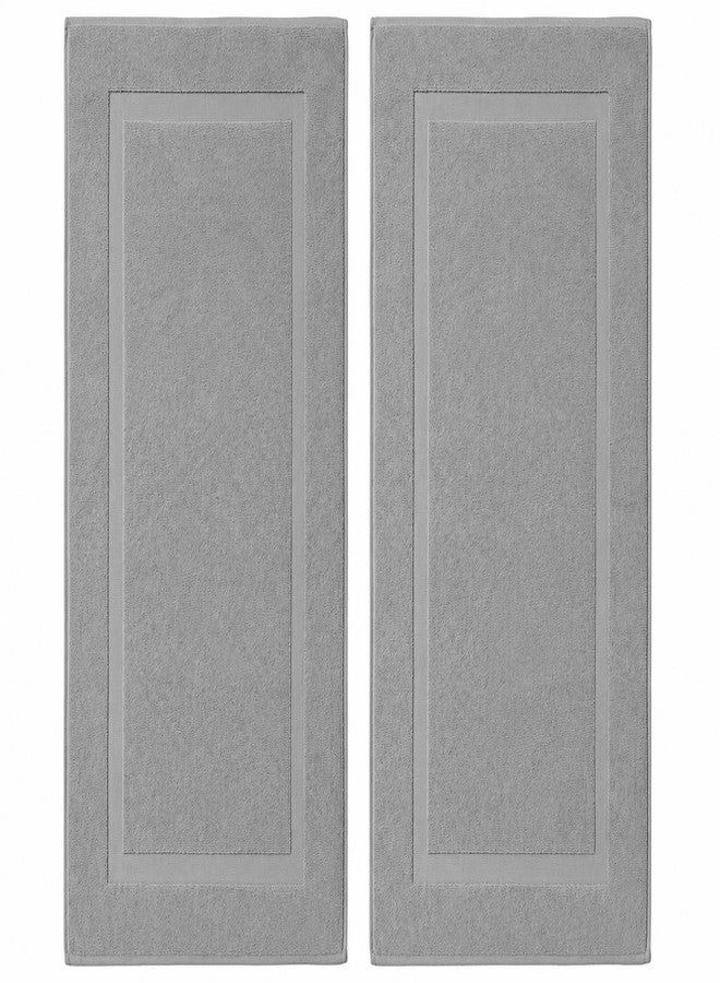 SALBAKOS 100% Turkish Cotton Bath Mat Set 2-Piece - 20x34 inch, Hotel & Spa Collection, Soft, Absorbent, Long Lasting, Durable Bathroom Rugs | Made in Turkey (Silver, 2 Bath Mats) - Image 1