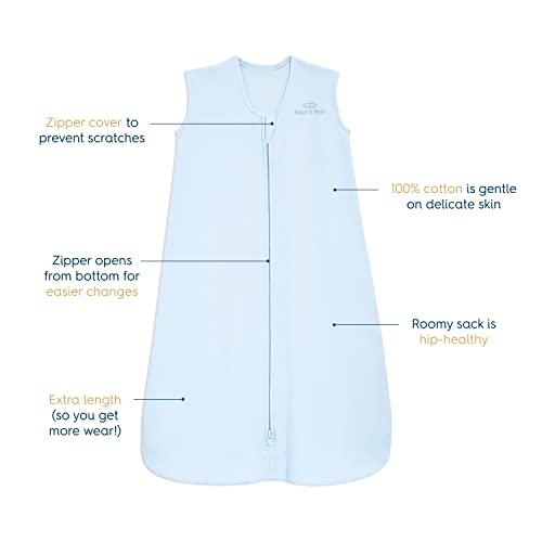 HALO SleepSack, 100% Cotton Wearable Blanket, Swaddle Transition Sleeping Bag, TOG 0.5, Baby Blue, Medium, 6-12 Months - Image 2