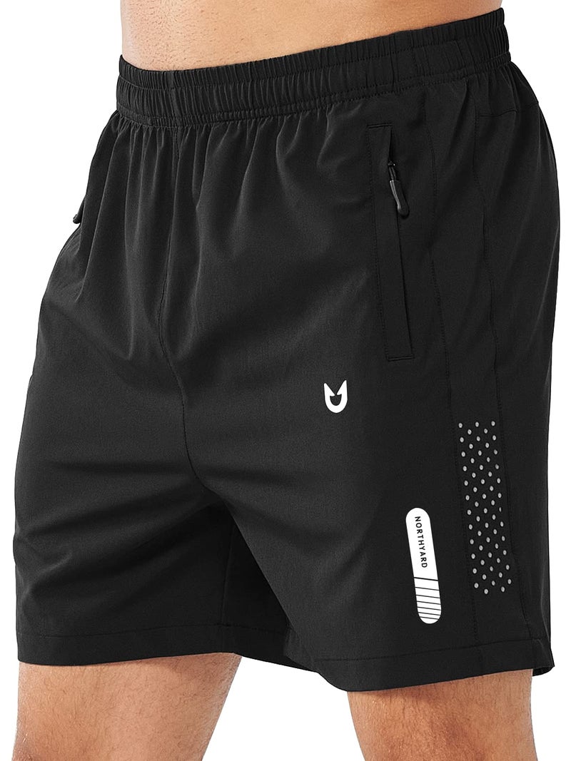 NORTHYARD Men's Athletic Running Shorts Quick Dry Workout Shorts 7"/ 5"/ 9" Lightweight Sports Gym Basketball Shorts Hiking Exercise Black-5inch L - Image 1