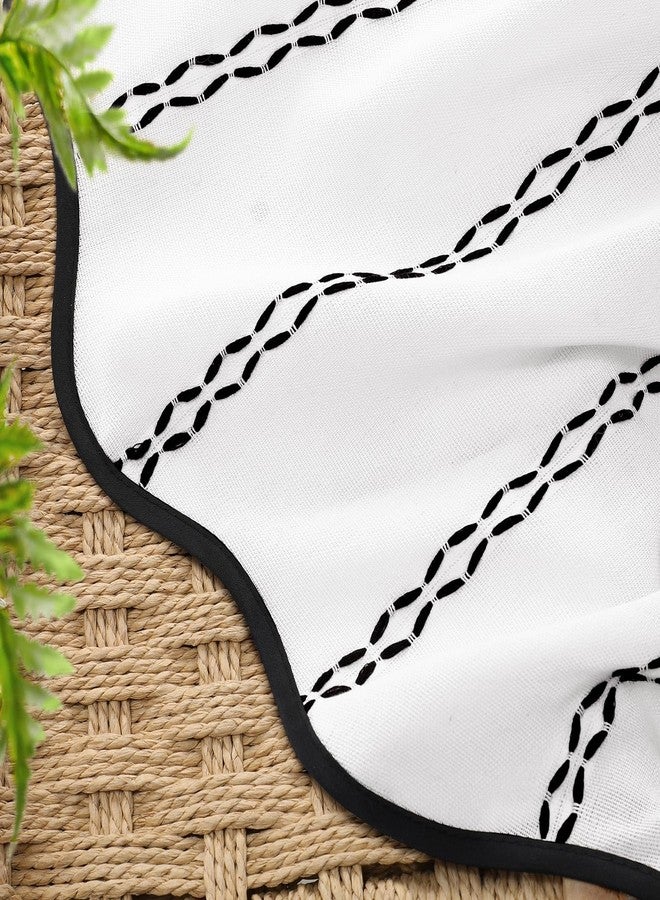 ستارة حمام بوهيمية مزخرفة من NDDYCU، مصنوعة من قماش الكتان المنسوج والمطرز، باللونين الأسود والأبيض، مقاس 72 بوصة عرض × 72 بوصة طول - Image 4