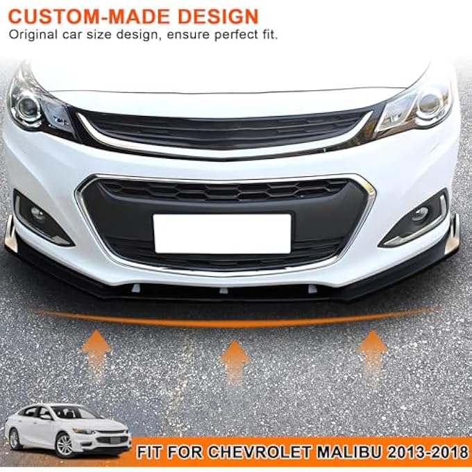 Telimocy Compatible with Chevy Malibu 2013-2018 Sedan 3PCS Front Bumper Lip Front Splitter Painted Glossy Black Lower Chin Lip - Image 2