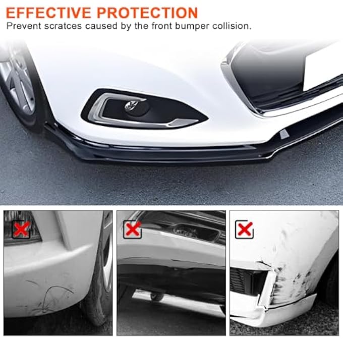 Telimocy Compatible with Chevy Malibu 2013-2018 Sedan 3PCS Front Bumper Lip Front Splitter Painted Glossy Black Lower Chin Lip - Image 4