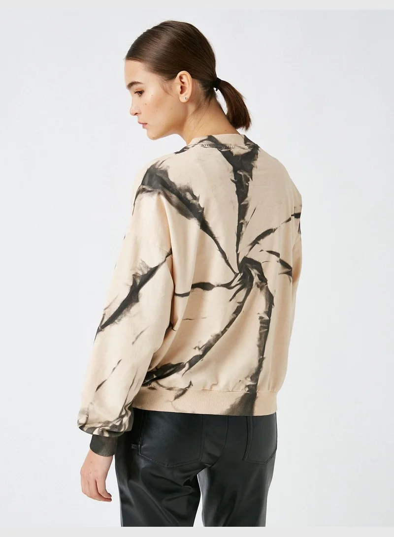 KOTON 100% Cotton Crew Neck Batik Printed Sweatshirt