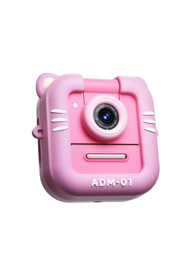Generic Explosions Color Porofle Children's Print Camera HD One-shot Portable Photo Print Camera-Color:Pink Kitten  - Image 1