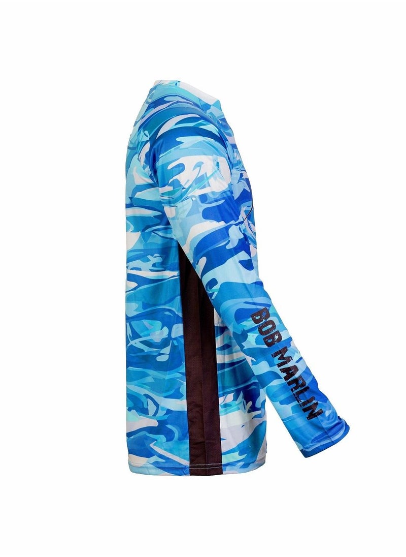 BOB MARLIN - Marlin Performance Shirt Blue Storm-Large - Image 1