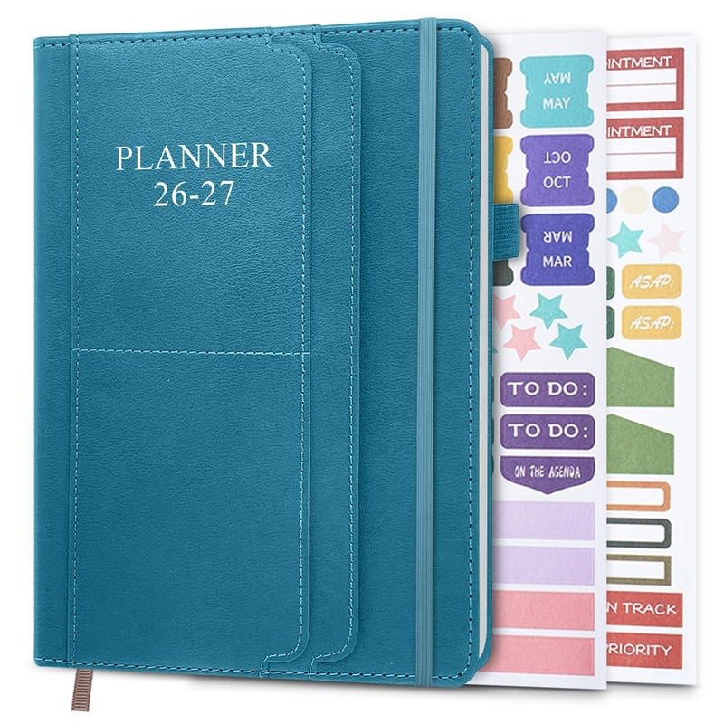 Nokingo 2026-2027 Planner - Weekly & Monthly Planner Runs from January 2026 to June 2027, 5.8" x 8.25", 18 Month Planners, 14 Notes Pages, Inner Pocket, PU Leather Hard Cover, Teal Monthly Planners 2026-2027 - Image 1