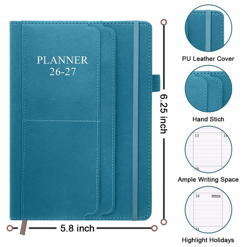 Nokingo 2026-2027 Planner - Weekly & Monthly Planner Runs from January 2026 to June 2027, 5.8" x 8.25", 18 Month Planners, 14 Notes Pages, Inner Pocket, PU Leather Hard Cover, Teal Monthly Planners 2026-2027 - Image 5
