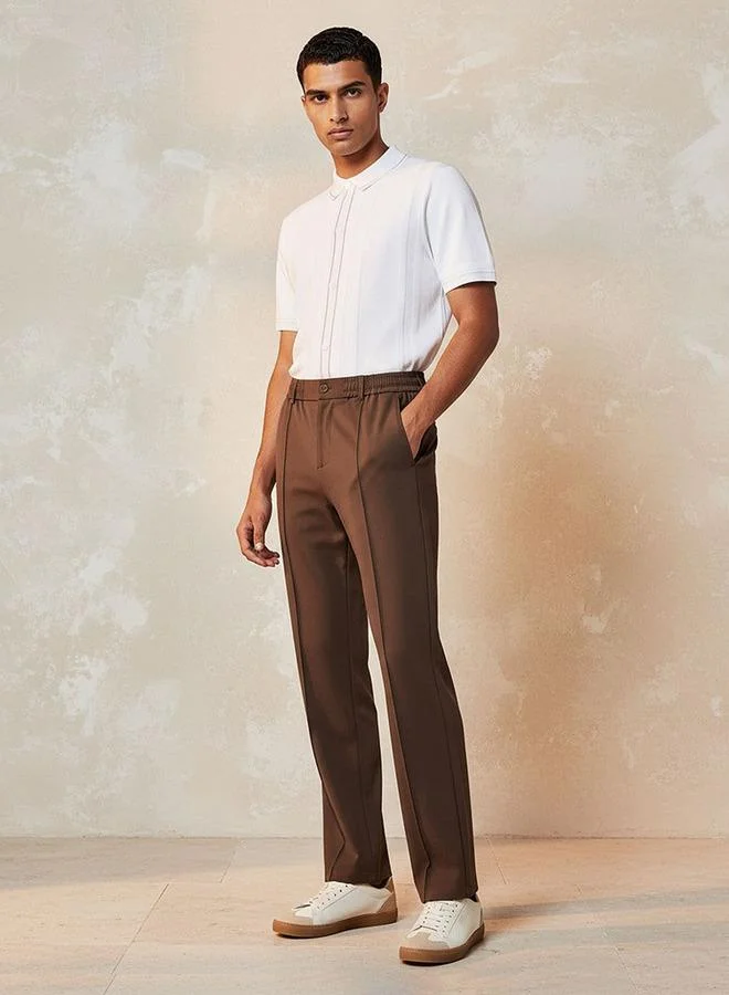 Iconic BROWN Iconic Regular Fit Trousers for Men | Best Price UAE